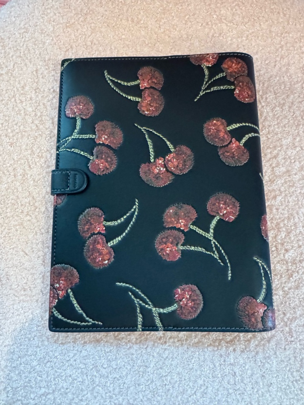 Coach Cherry Print Gold/Black Multi Leather Notebook - Picture 4 of 4